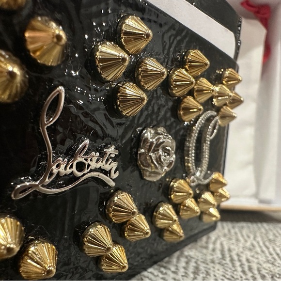 Christian Louboutin Black and Gold Studded Card Holder - Picture 4 of 8